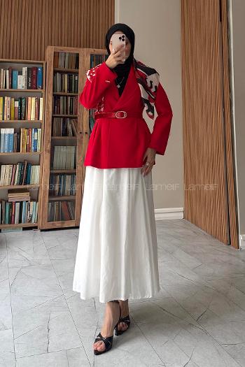 Red Jacket Collar Long Arm Jacket