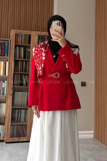 Red Jacket Collar Long Arm Jacket