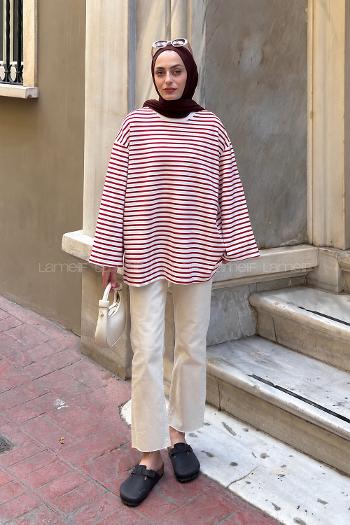 Red Crew Neck Modal Unprinted Tunic