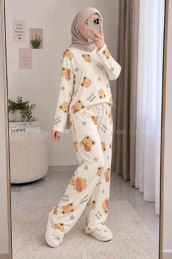 Lamelif Ayıcık Detaylı Pijama Takımı