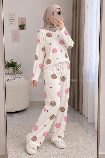 Lamelif Bisküvi Detaylı Pijama Takımı