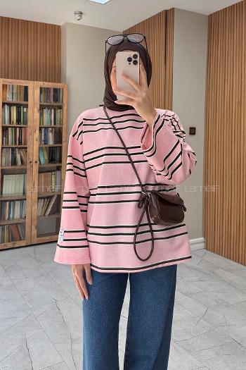 Pink Crew Neck Long Arm Sweatshirt