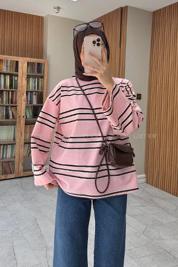 Pink Crew Neck Long Arm Sweatshirt