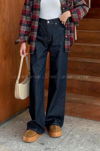 Dark Blue Denim High Waist Denim Pants