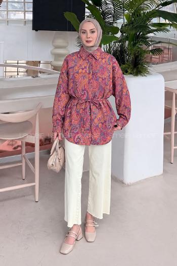 Tile Shirt Collar Long Arm Sandy Fabric Printed Shirt
