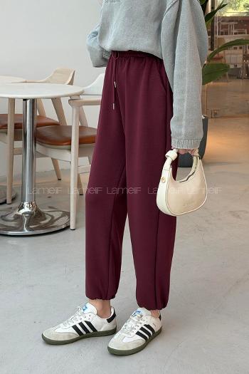 Lamelif Bileği Lastik Büzgülü Eşofman Bordo