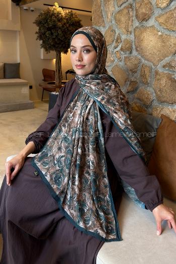 Emerald Green Cotton Fabric Flowering Shawl