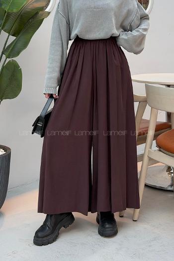 Plum Tensel Elastic Waist Comfortable Pants