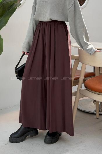 Plum Tensel Elastic Waist Comfortable Pants