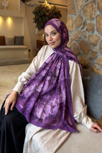Purble Cotton Fabric Flowering Shawl