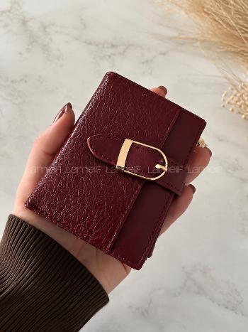 Luna Bordo Gold Tokalı Cüzdan