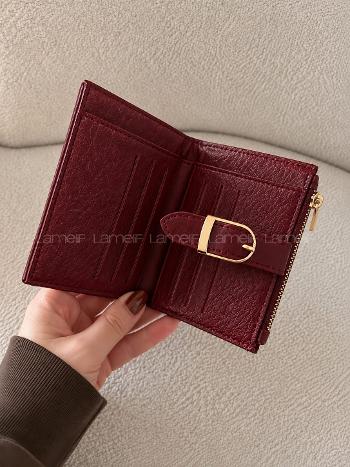 Luna Bordo Gold Tokalı Cüzdan