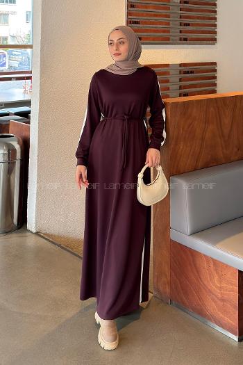 Lamelif Bağlamalı Modal Kumaş Elbise Bordo
