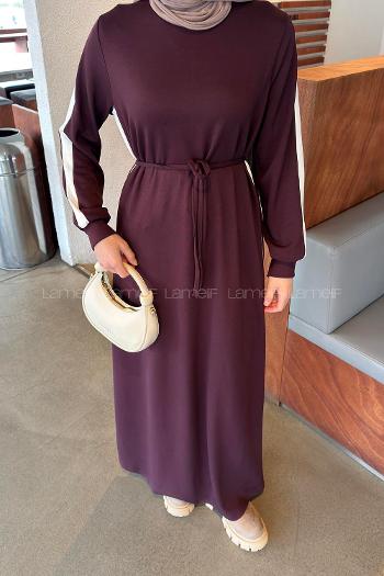Lamelif Bağlamalı Modal Kumaş Elbise Bordo