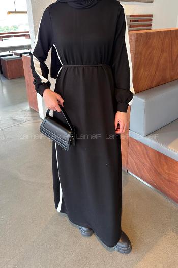 Lamelif Bağlamalı Modal Kumaş Elbise Siyah