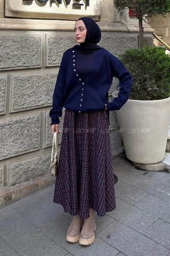 Navy Blue V Neck Long Arm Cardigan
