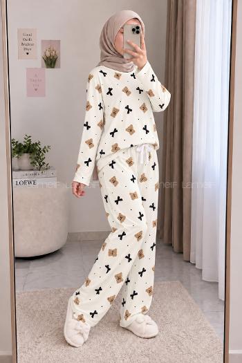 Lamelif Kurdela Ayıcık Detaylı Pijama Takımı