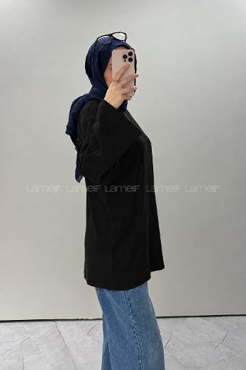 Lamelif Bisiklet Yaka Basic Bluz  Siyah