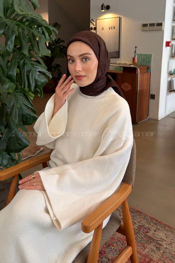 Lamelif CC Desen Ayrobin Floş Jakar Eşarp Acı Kahve