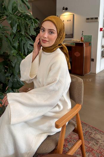 Lamelif CC Desen Ayrobin Floş Jakar Eşarp Camel