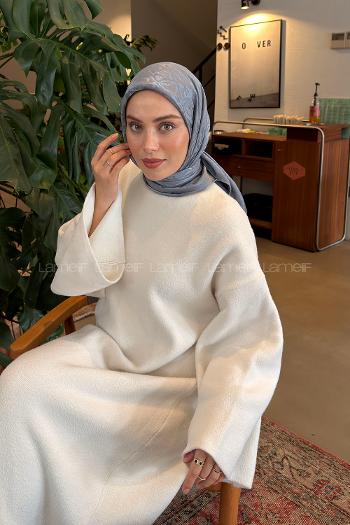 Lamelif CC Desen Ayrobin Floş Jakar Eşarp Gri