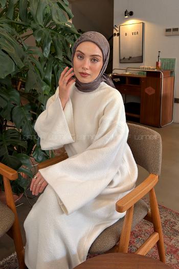 Lamelif CC Desen Ayrobin Floş Jakar Eşarp Soft Kahve