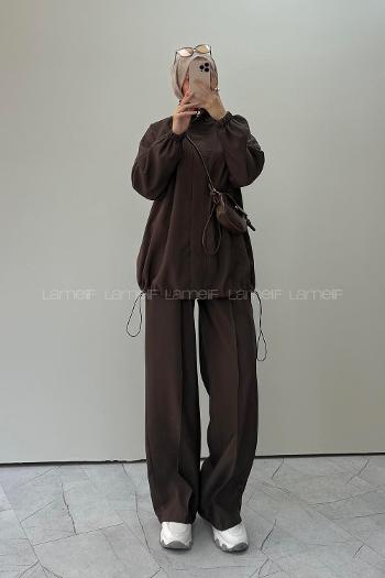 Bitter Brown Neckband Long Arm Parachute Fabric Regular Trousers Comfortable Suit
