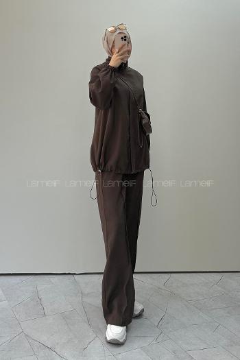 Bitter Brown Neckband Long Arm Parachute Fabric Regular Trousers Comfortable Suit