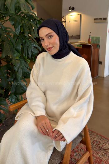 Lamelif GG Desen Ayrobin Floş Jakar Eşarp Lacivert