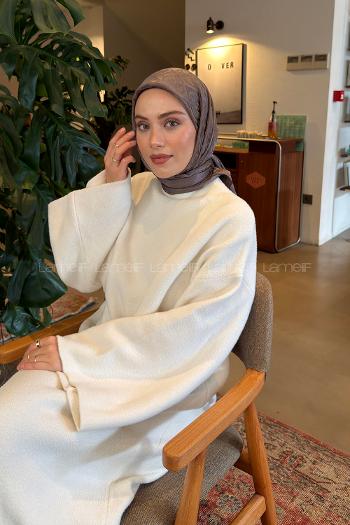 Lamelif GG Desen Ayrobin Floş Jakar Eşarp Soft Kahve