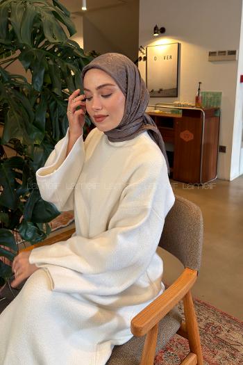 Lamelif GG Desen Ayrobin Floş Jakar Eşarp Soft Kahve