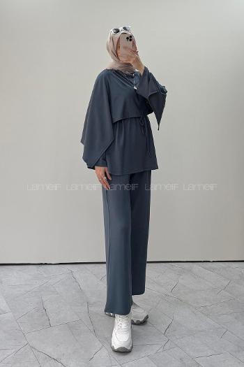 Anthracite Crew Neck Long Arm Without Accessories Regular Trousers Suit