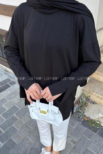 Lamelif Yırtmaç Detaylı Oysho Sweat Siyah