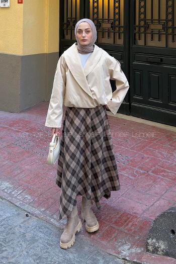Stone Scarf Neck Long Arm Lycra Polyester Jacket