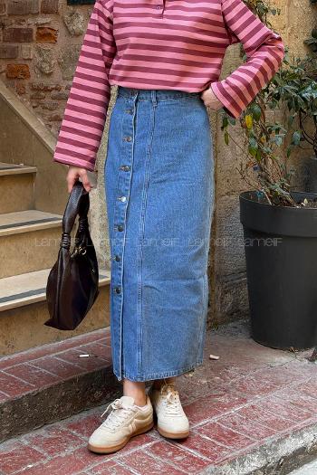 Ice Blue Denim Straight Skirt Skirt