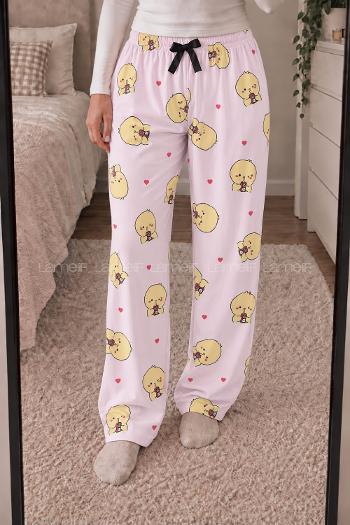 Lamelif Milan Kumaş Civciv Desenli Pijama Altı