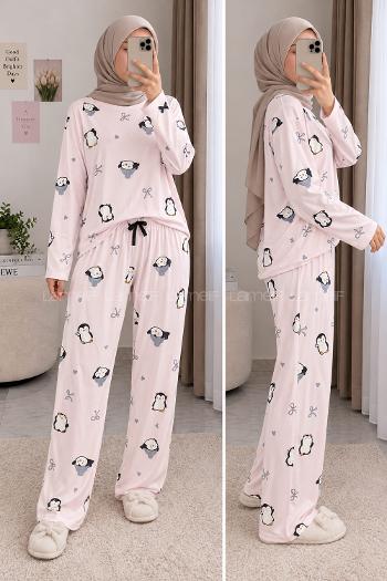 Lamelif Sevimli Penguen Desenli Pijama Takımı