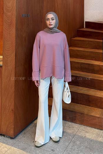 Lamelif Yırtmaç Detaylı Oysho Sweat Gül Rengi