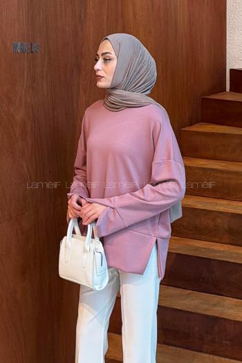 Lamelif Yırtmaç Detaylı Oysho Sweat Gül Rengi