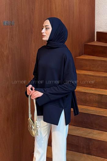 Lamelif Yırtmaç Detaylı Oysho Sweat Lacivert