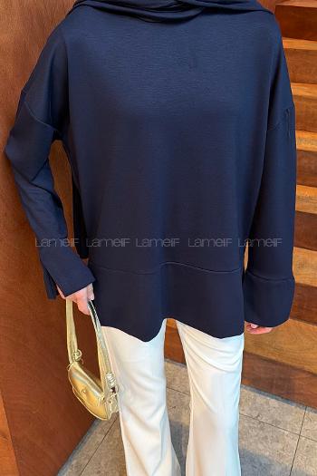 Lamelif Yırtmaç Detaylı Oysho Sweat Lacivert