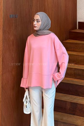 Lamelif Yırtmaç Detaylı Oysho Sweat Pembe