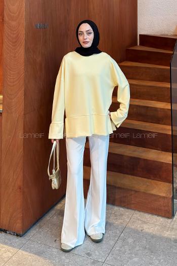 Lamelif Yırtmaç Detaylı Oysho Sweat Sarı