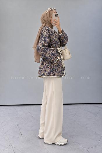 Indigo Crew Neck Long Arm Jacket