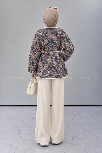Indigo Crew Neck Long Arm Jacket