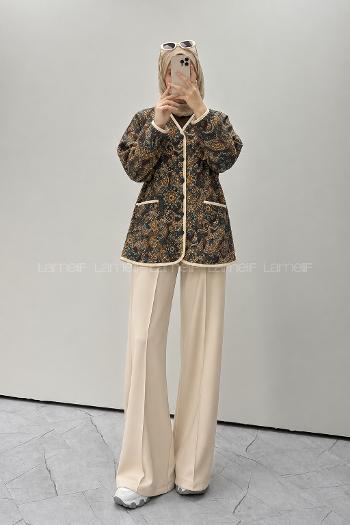 Brown Crew Neck Long Arm Jacket