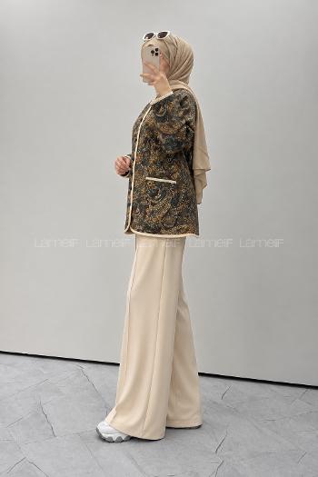 Brown Crew Neck Long Arm Jacket