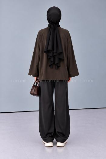 Lamelif Oversize Basic Sweatshirt Acı Kahve