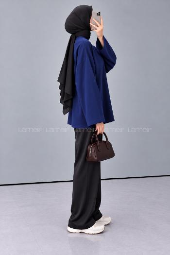 Lamelif Oversize Basic Sweatshirt Lacivert