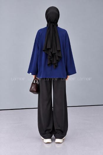 Lamelif Oversize Basic Sweatshirt Lacivert